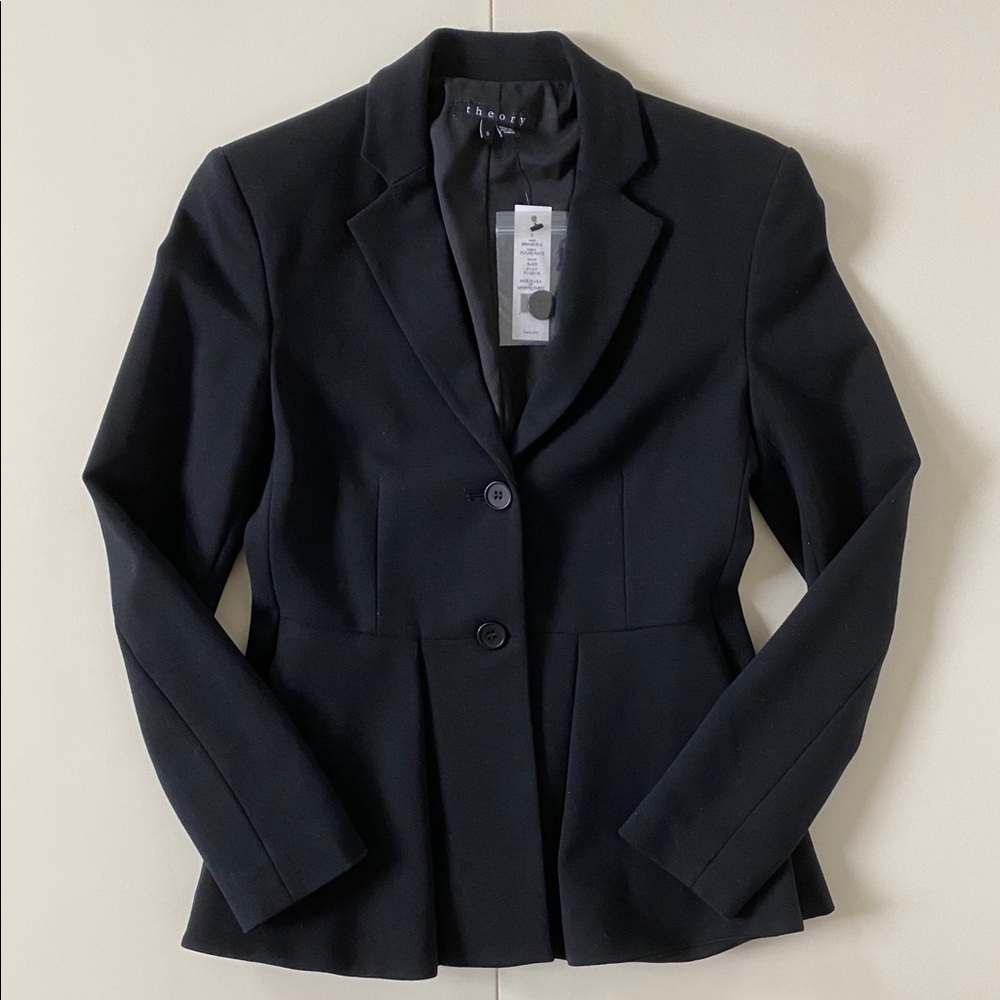 Theory Front Pleated Ponte Blazer Black Size 0